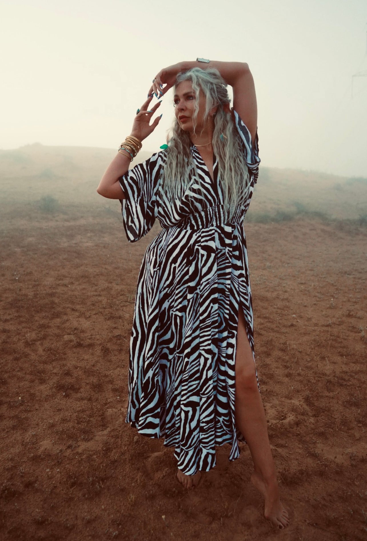 Goddess circle dress in zebra print