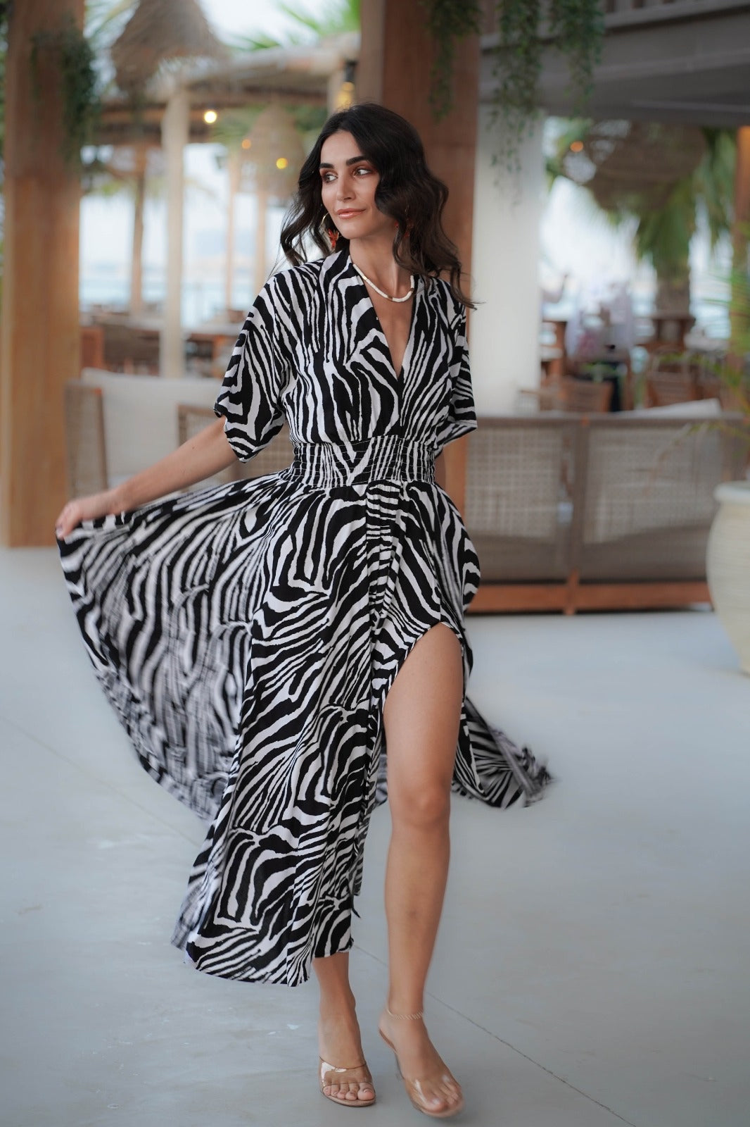 Goddess circle dress in zebra print