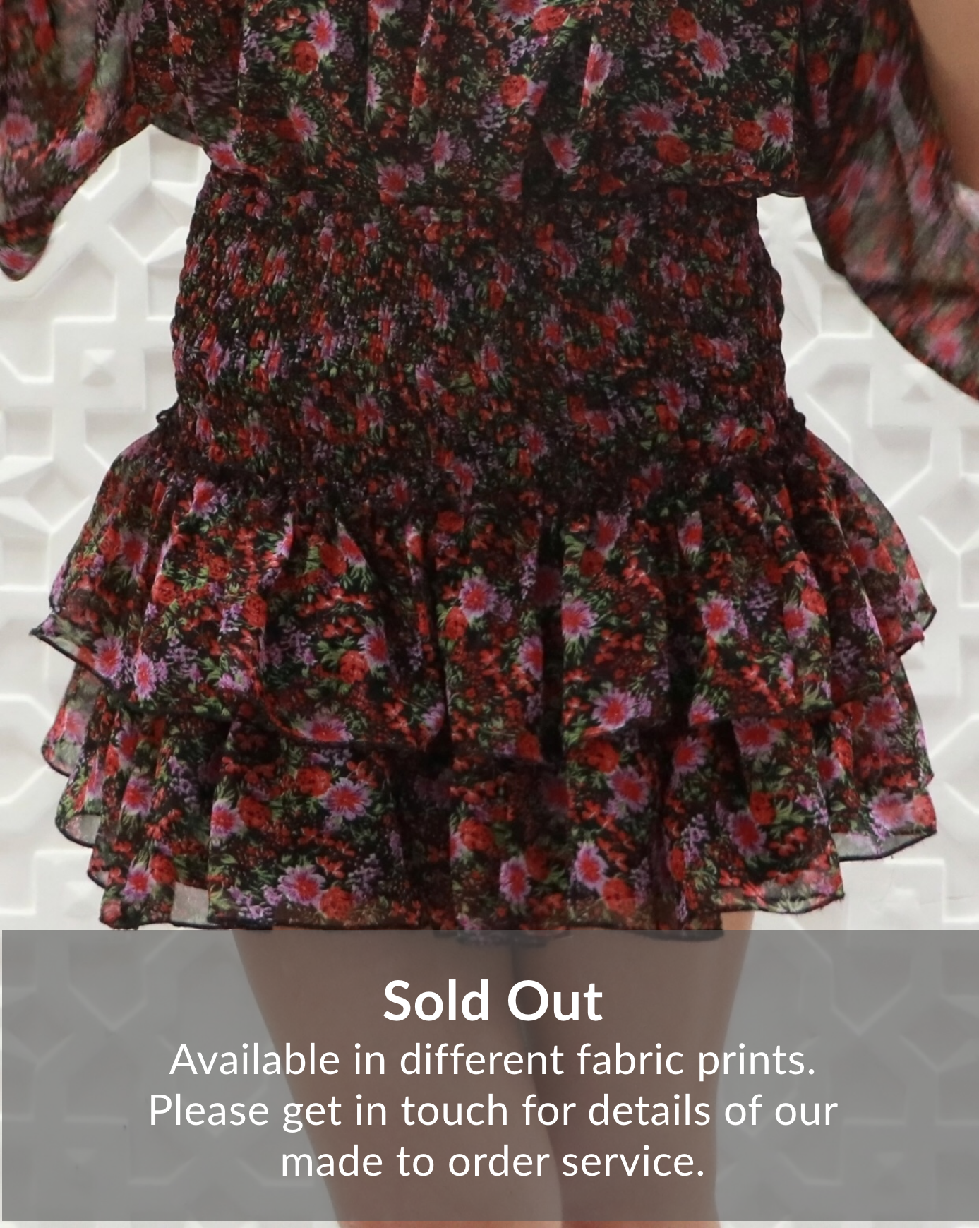 Floral print ruffled mini skirt