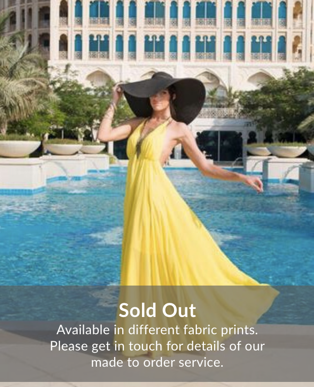 Yellow Halter-Neck Chiffon Dress