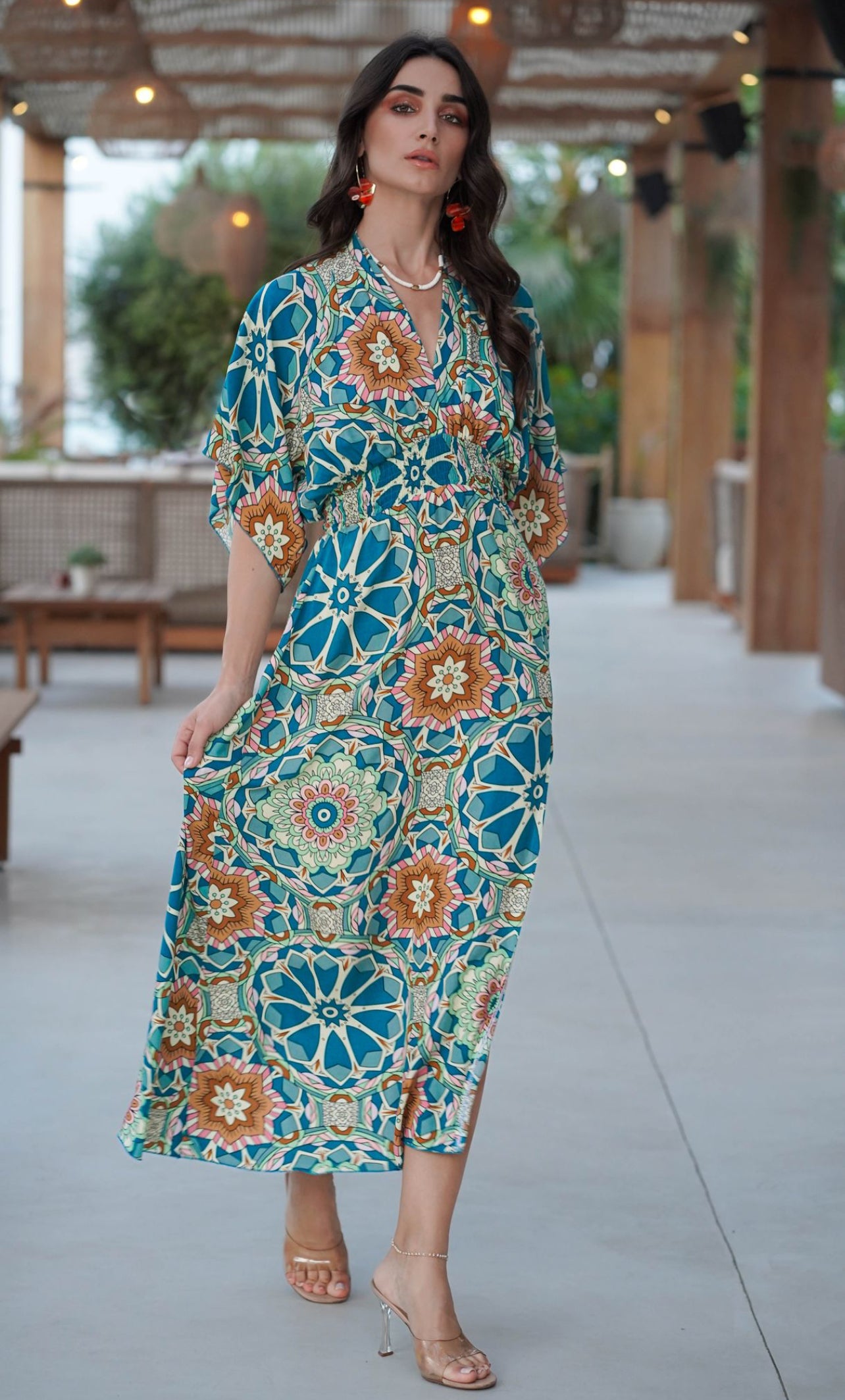 Goddess straight dress in ocean kaleidoscope