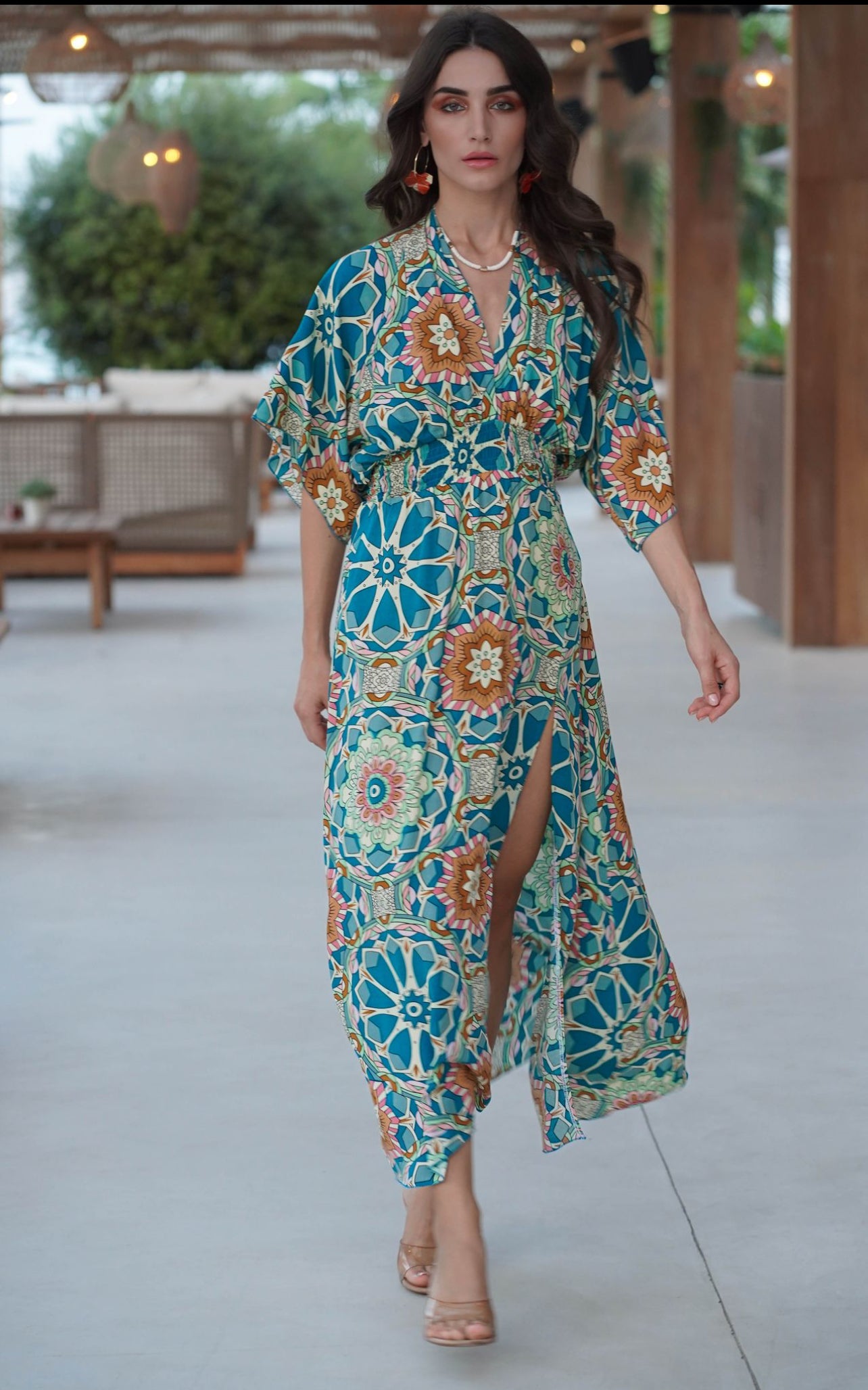 Goddess straight dress in ocean kaleidoscope