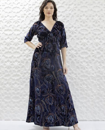 Midnight Blue Velvet Dress with Sequins