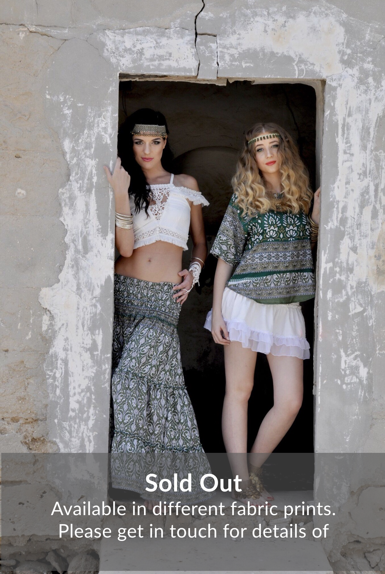 Green and white gypsy skirt