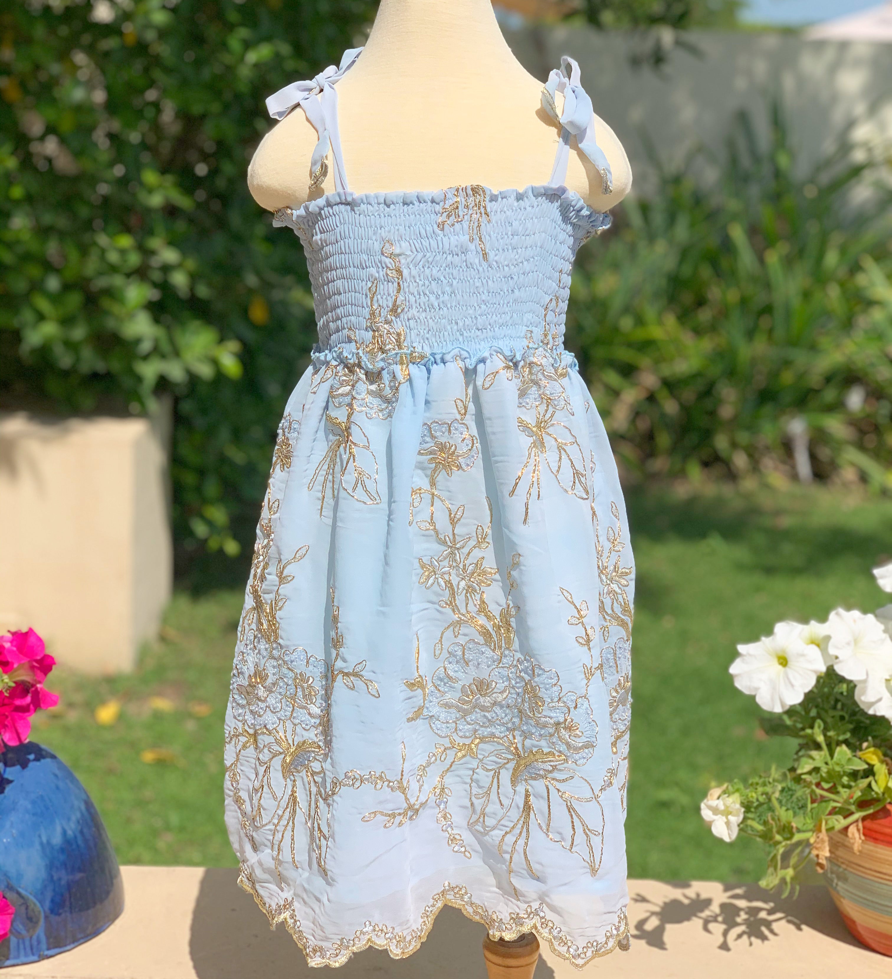 Blue and gold dress