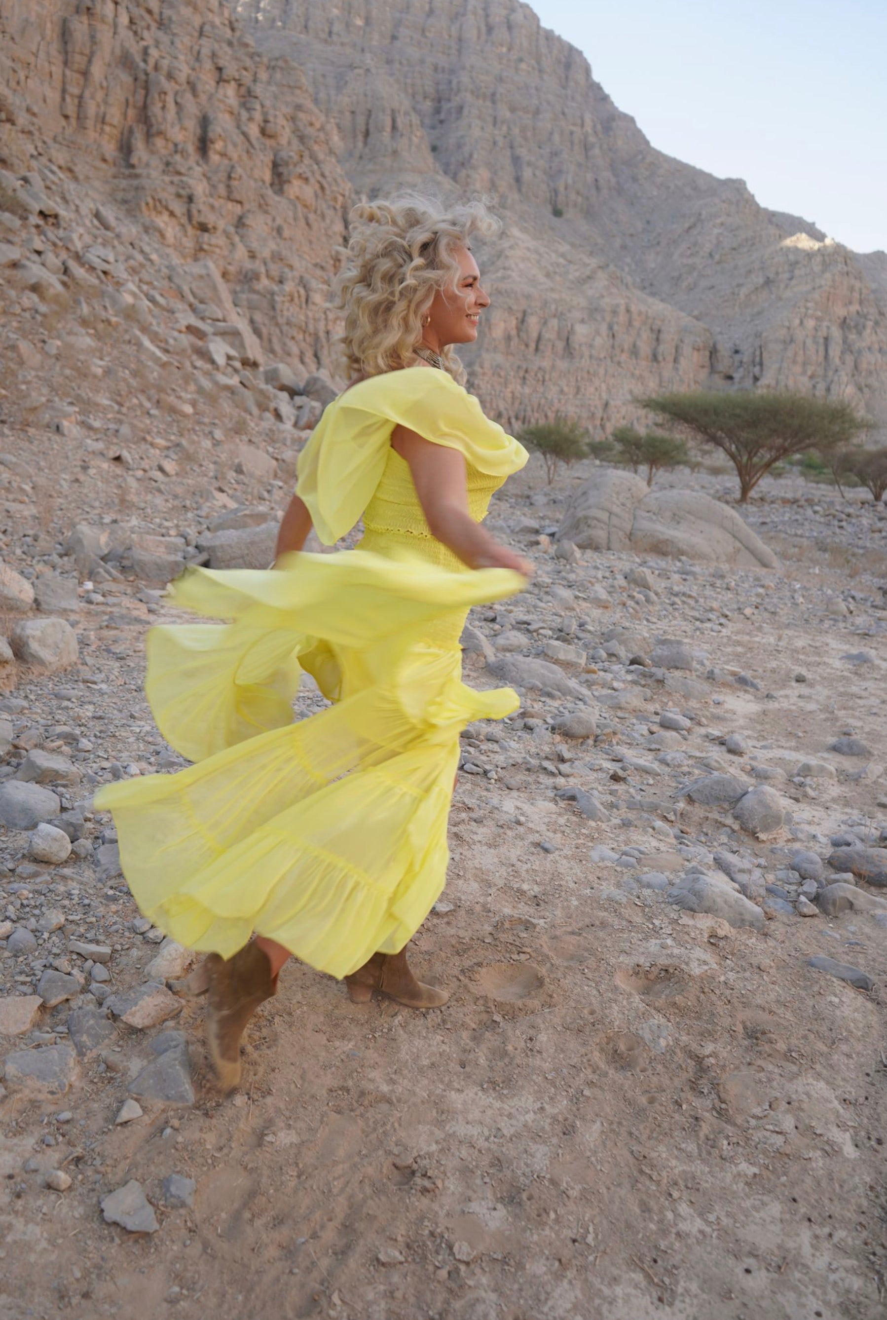 Tiered maxi skirt in Sunshine