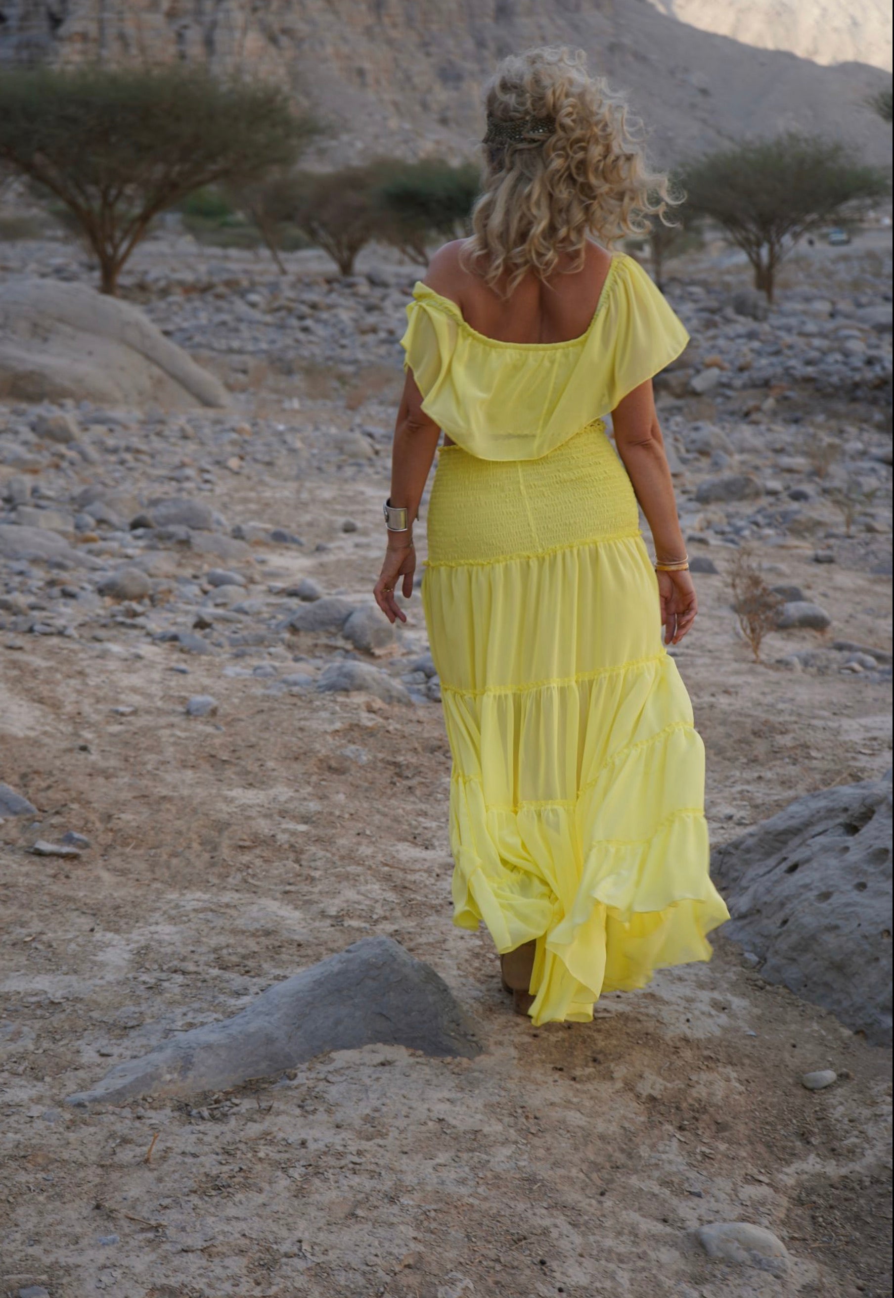 Tiered maxi skirt in Sunshine