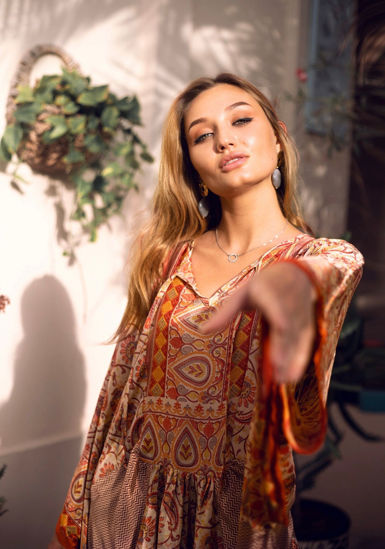 Silk crepe kimono