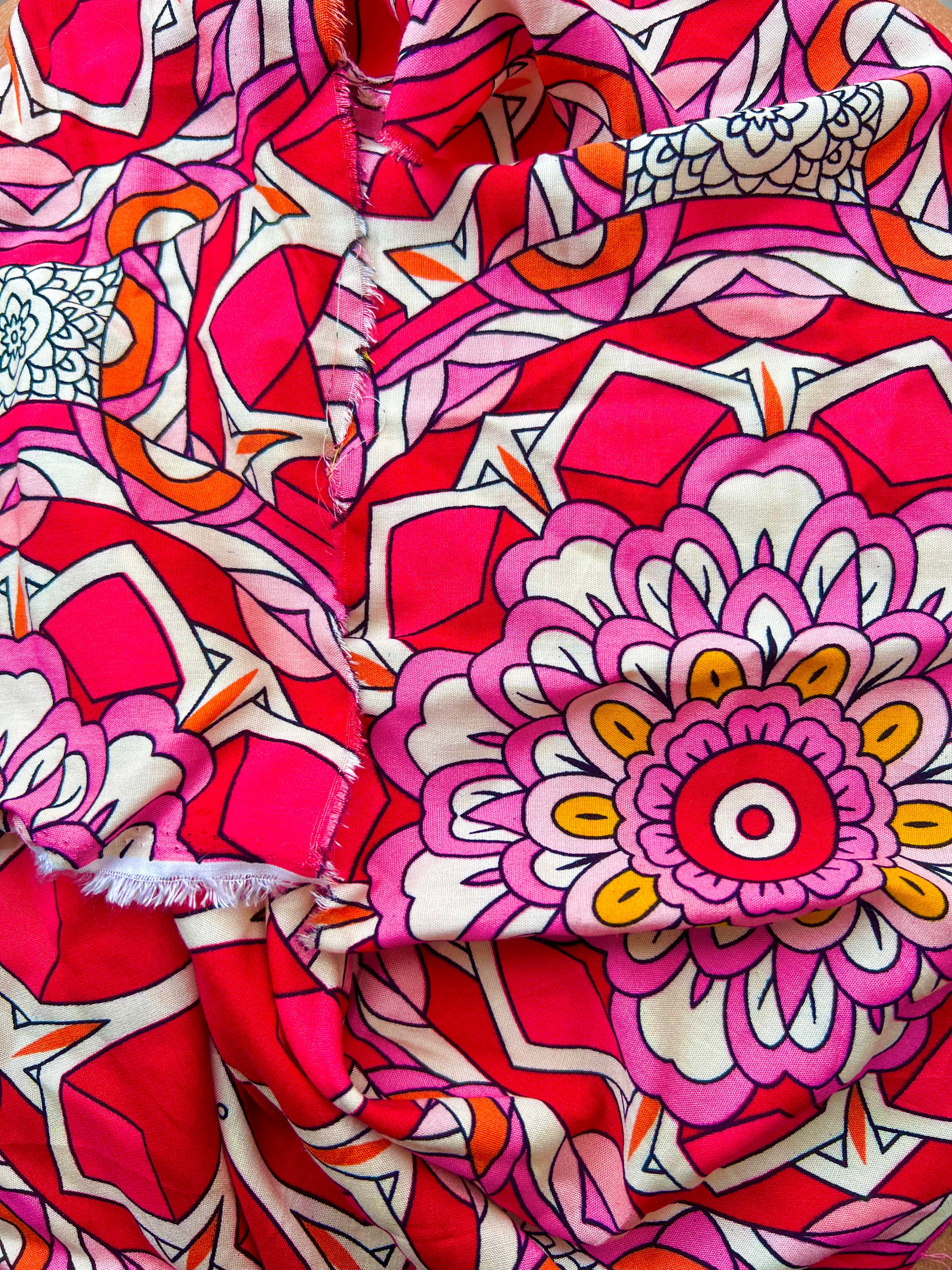 Goddess circle dress in sunset kaleidoscope