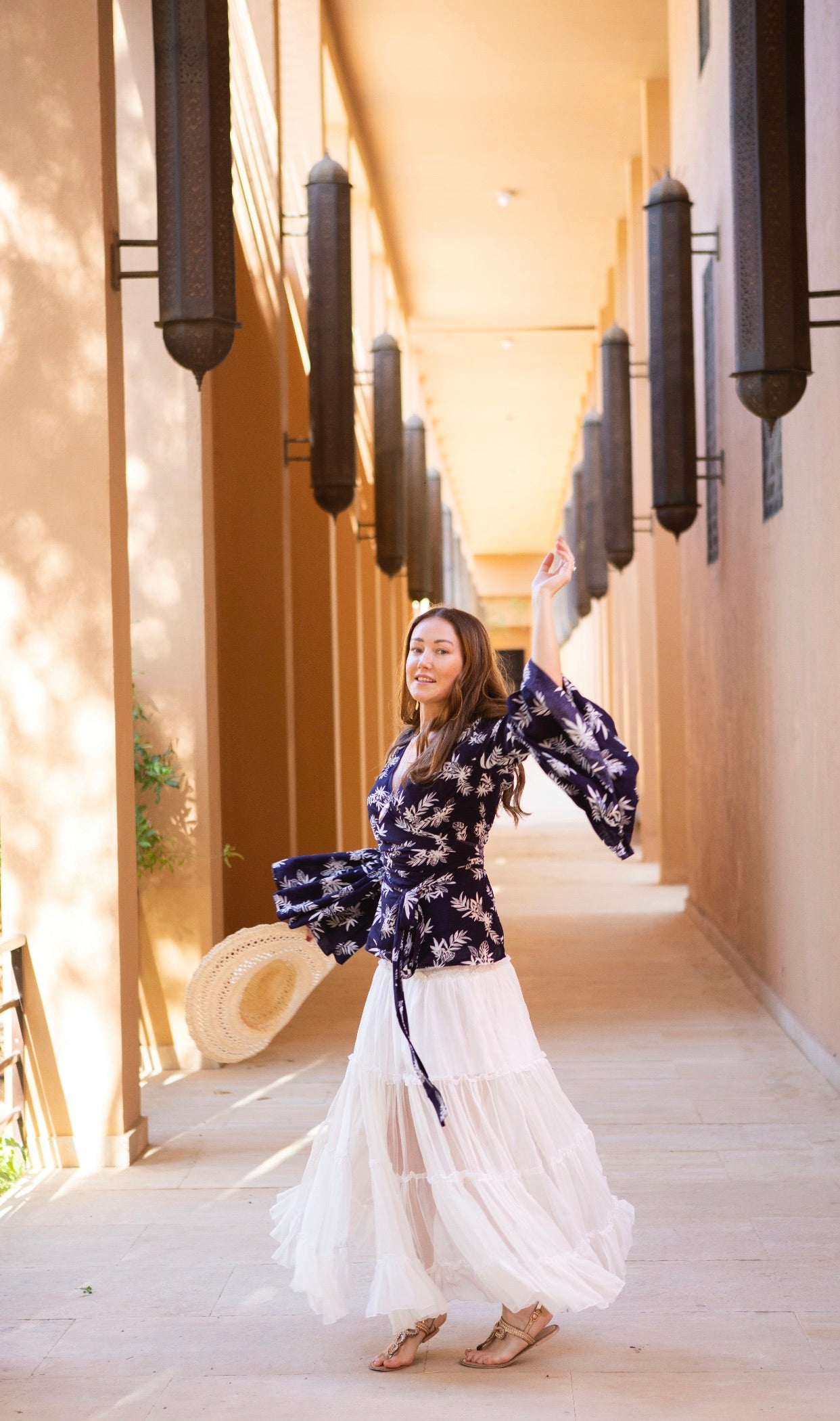 Wrap top with flared sleeves