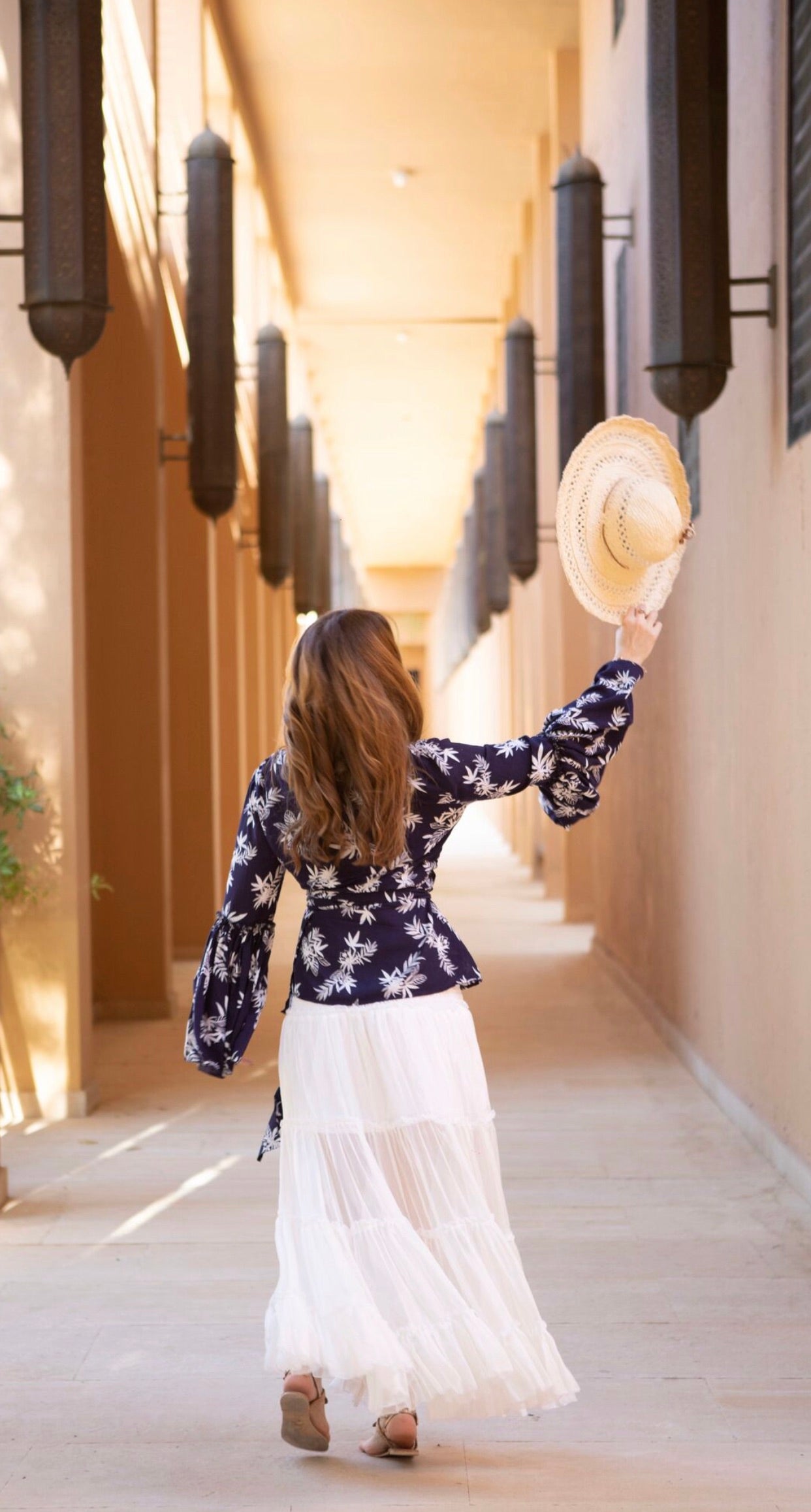 Wrap top with flared sleeves
