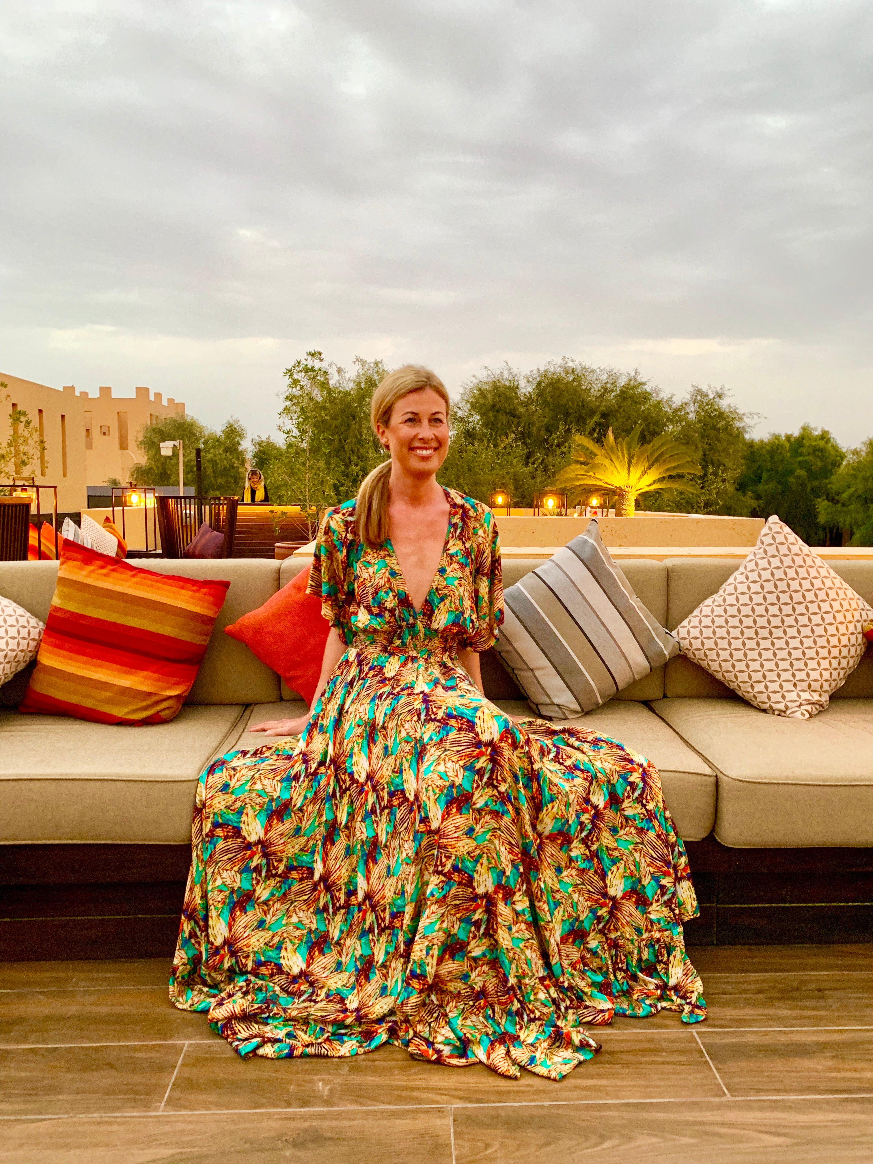 Open back maxi dress with sleeves