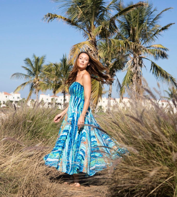 Blue Water Melon Printed Dress