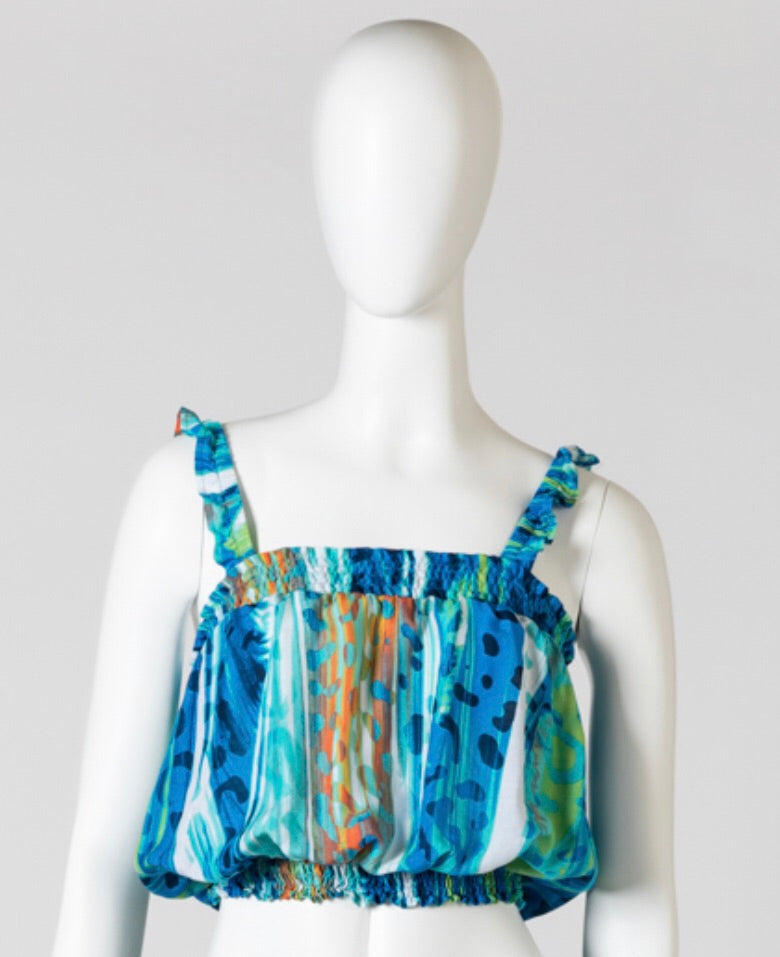 Blue water melon print vest