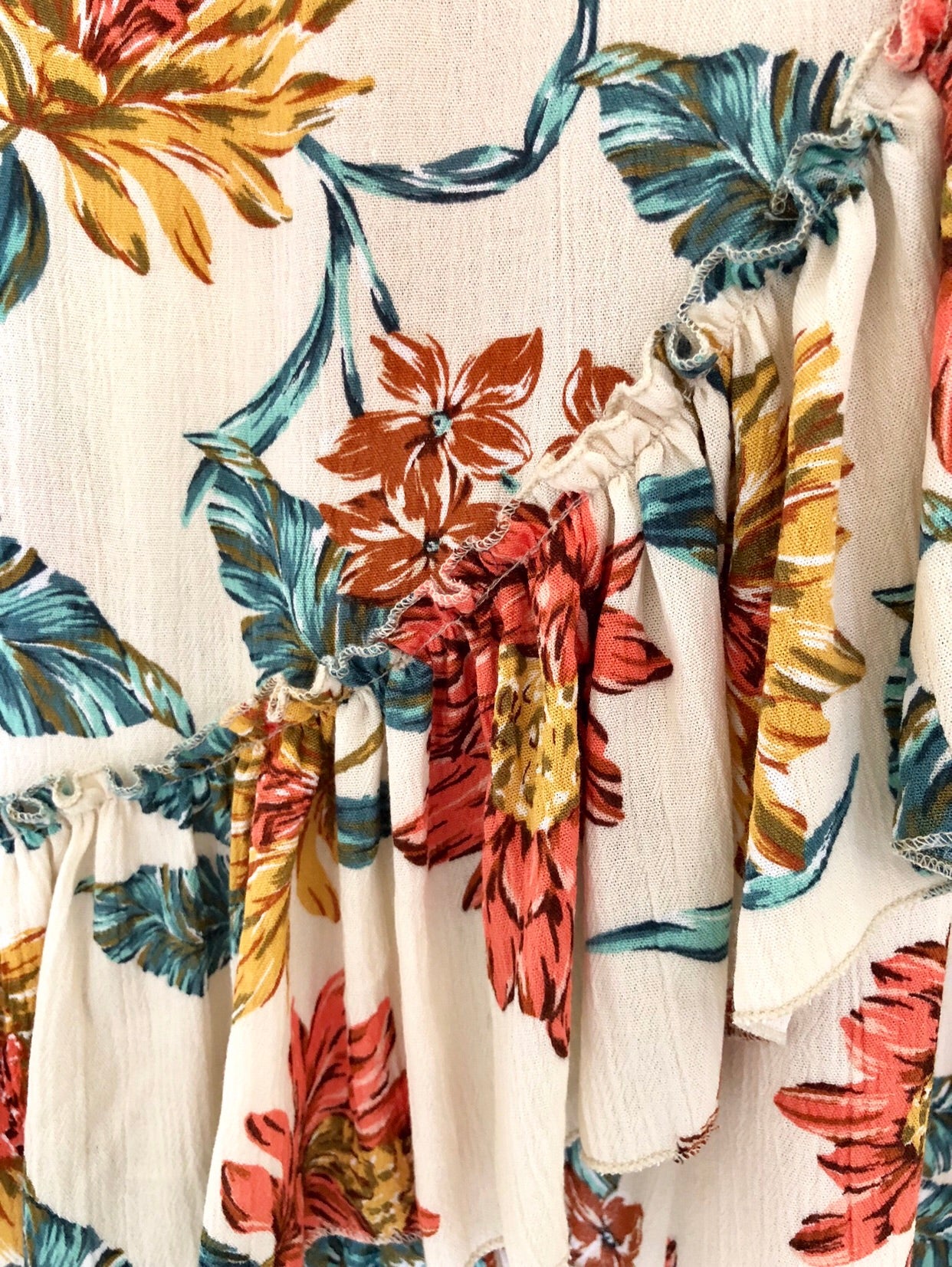 Floral print cotton cheesecloth wrap skirt