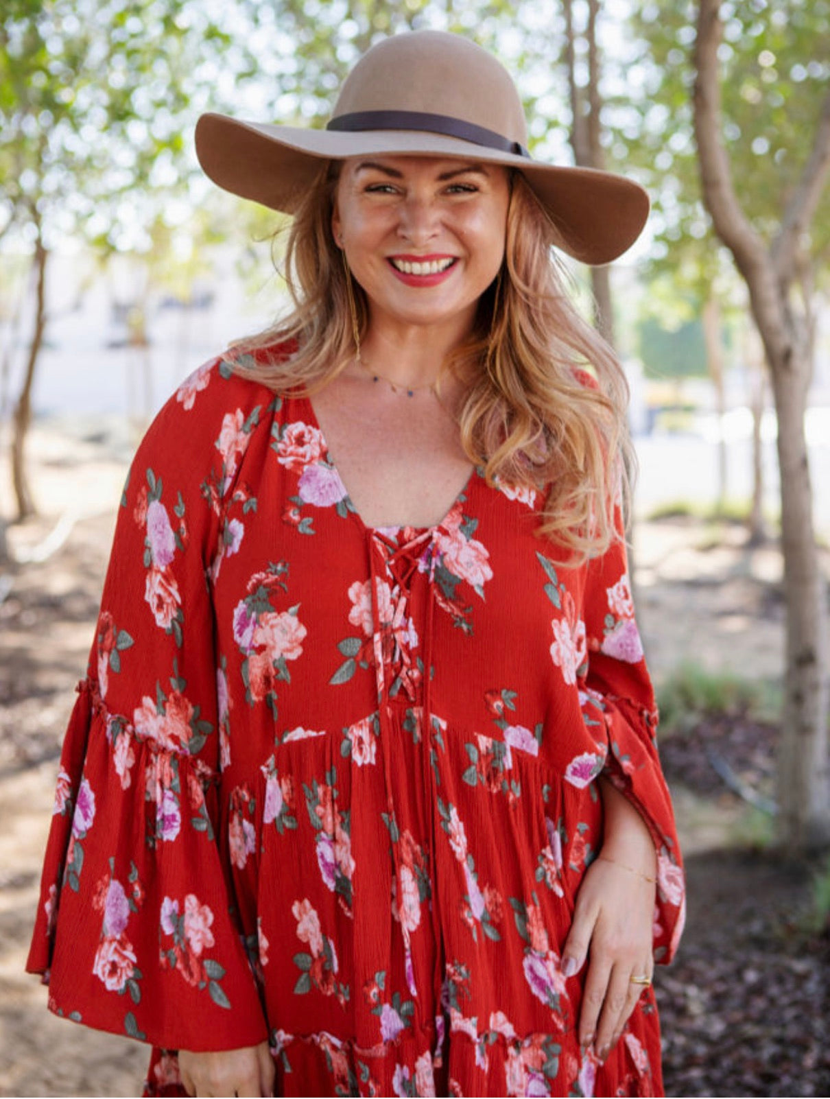 Red cheesecloth oversized dress