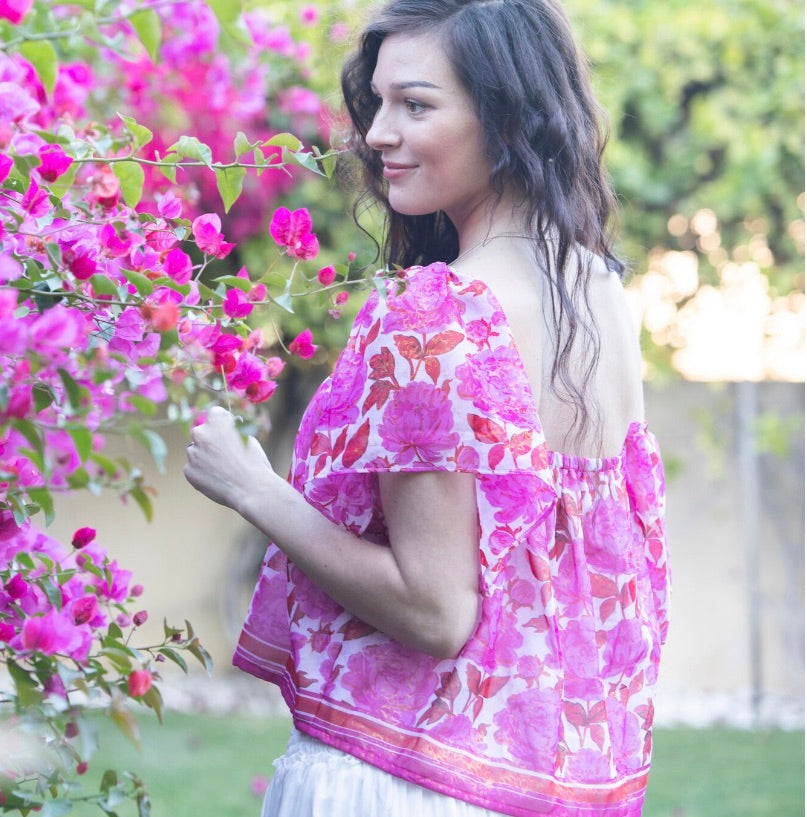 Red & pink off the shoulder top