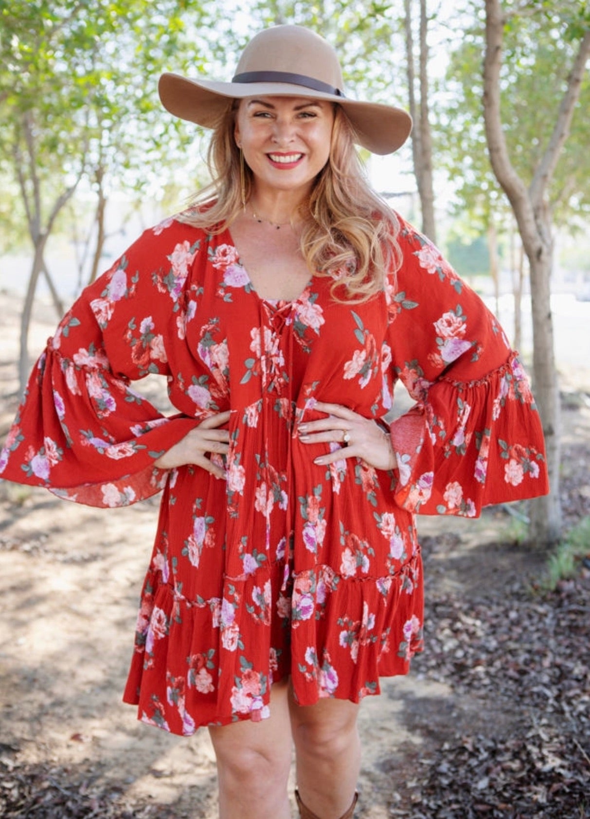 Red cheesecloth oversized dress