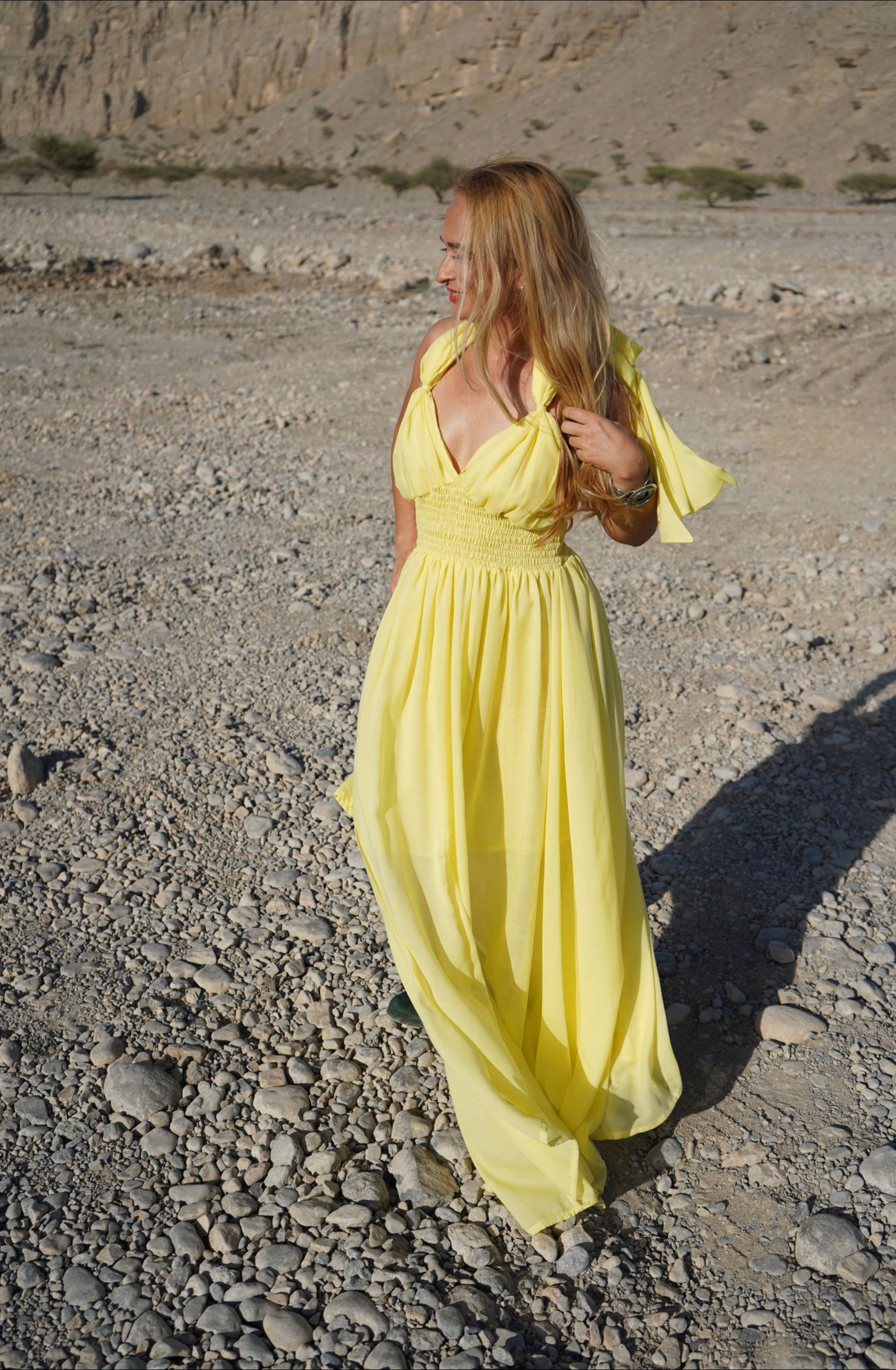 Helen halter dress in Sunshine